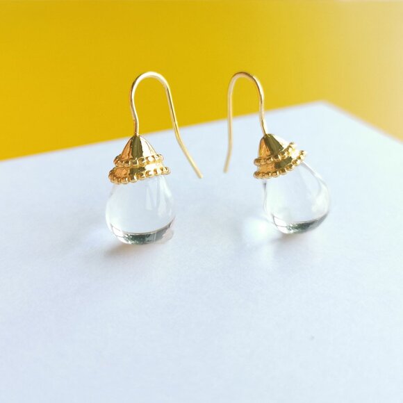 Noel Demi Gold Clear Crystal Earrings by Julie Vos - Picture 1 of 4